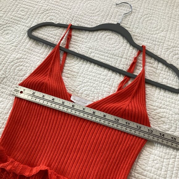 House Of Harlow 1960 Red Knit Maxi Dress With Ruffle Detail & Flared Hem Size S - Picture 11 of 13